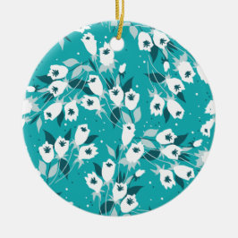 Elegant Tulip Flower Mönster Botanical Art Design Julgransprydnad Keramik