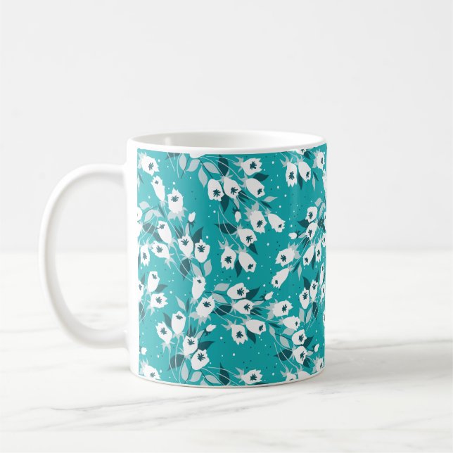 Elegant Tulip Flower Mönster Botanical Art Design Kaffemugg (Vänster)
