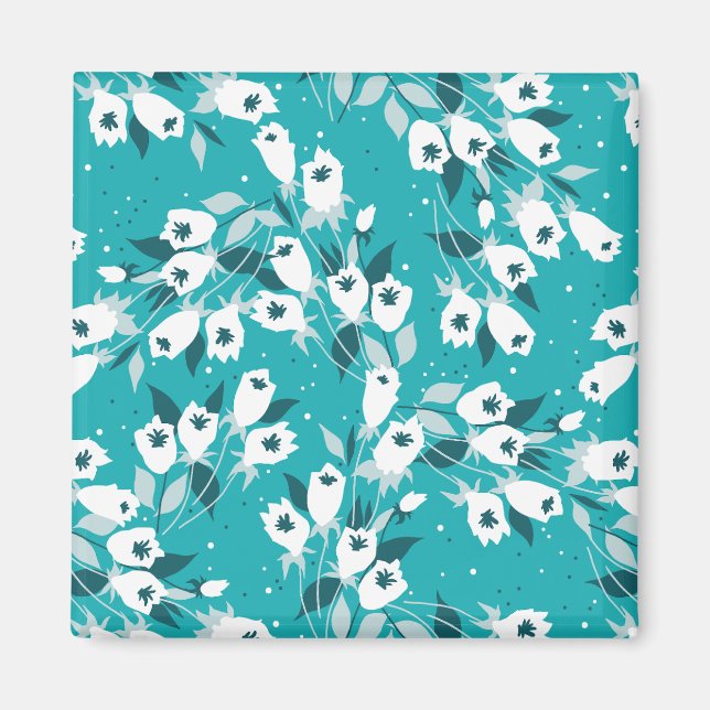 Elegant Tulip Flower Mönster Botanical Art Design Magnet (Framsidan)