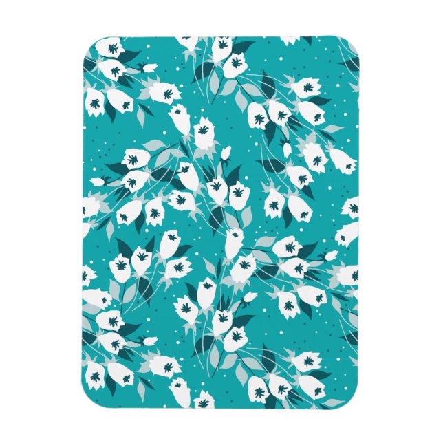 Elegant Tulip Flower Mönster Botanical Art Design Magnet (Vertikal)