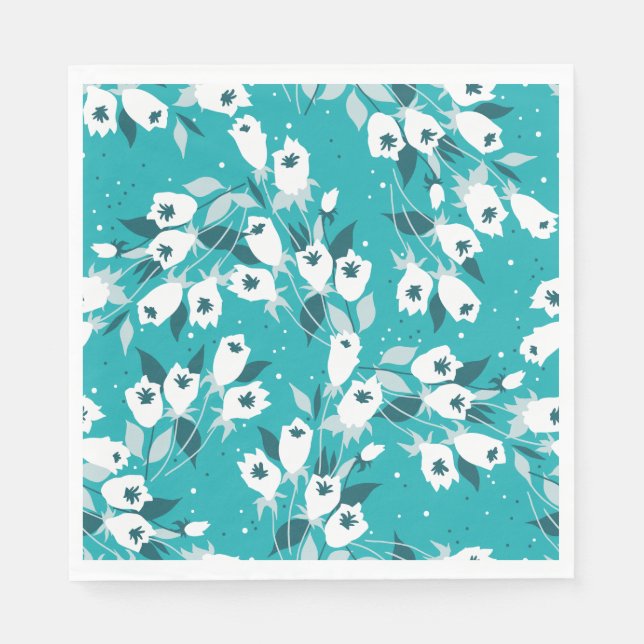 Elegant Tulip Flower Mönster Botanical Art Design Pappersservett (Framsidan)