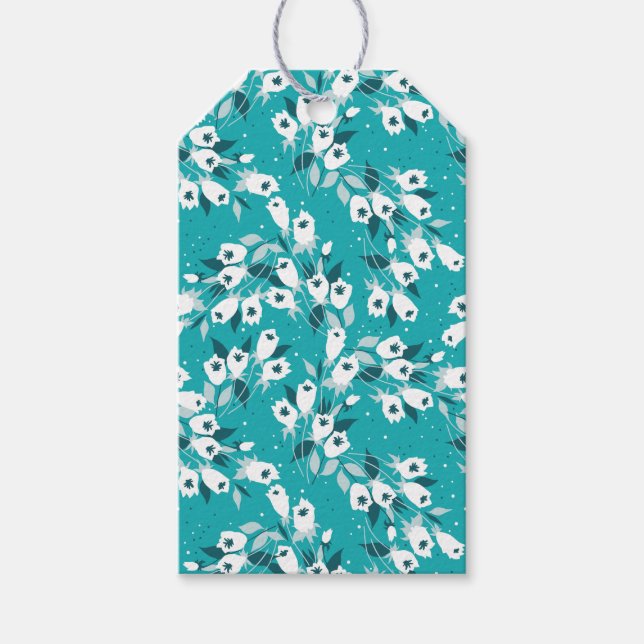 Elegant Tulip Flower Mönster Botanical Art Design Presentetikett (Framsidan)