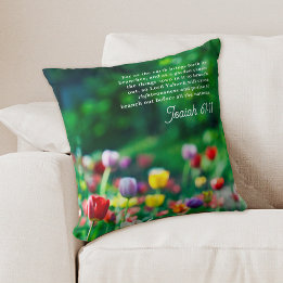 Elegant Tulip Garden Bible Verse Kudde