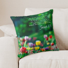 Elegant Tulip Garden Bible Verse Kudde