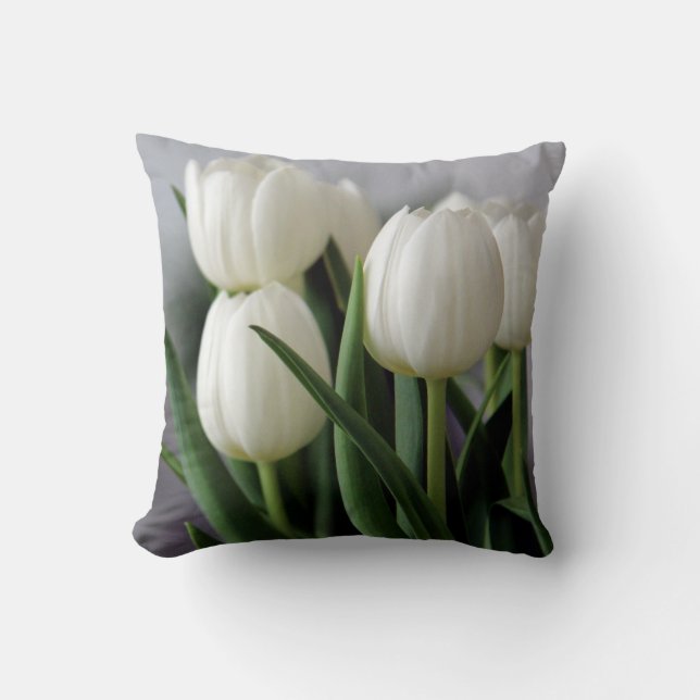 Elegant Tulip och Ro Blommigt Flowers Photography Kudde (Framsida)