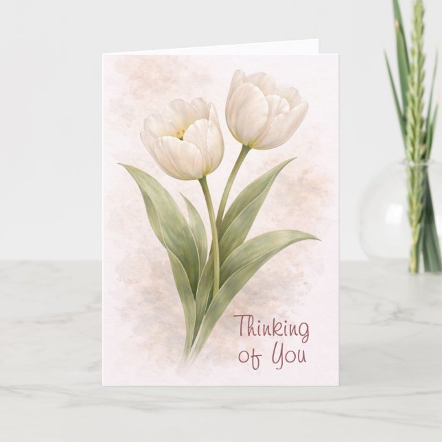 Elegant Tulips Thinking Of You Card Kort (Framsida)