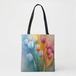 Elegant Tulips vattencolor Tote Tygkasse