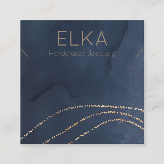 Elegant Tunga &Guld-prickfyrkantBildskärmskort Fyrkantigt Visitkort (Framsida)