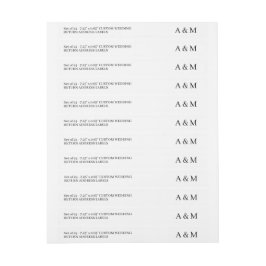 Elegant tunn Returadress 24x Personligt bröllp Etikettband