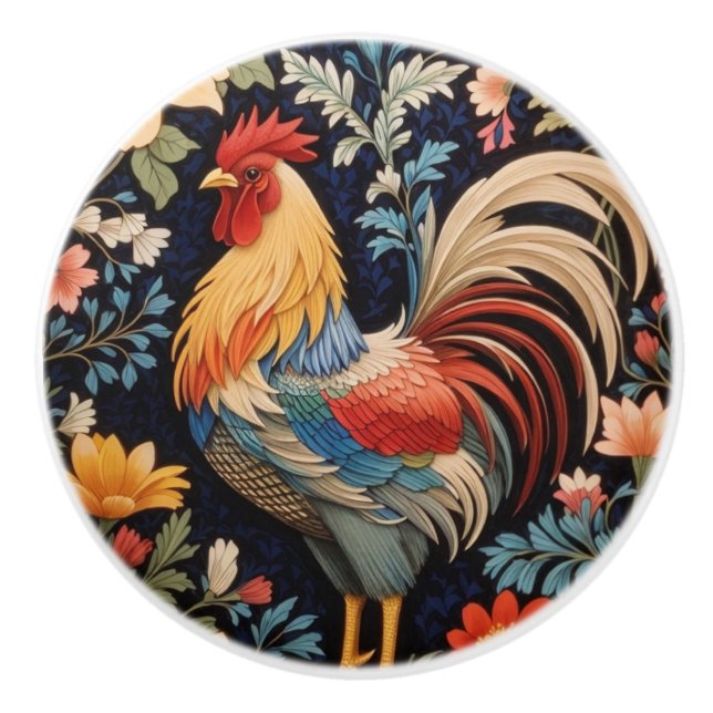 Elegant Tupp på Färggrann Blommig Bakgrund Knopp (Framsidan)
