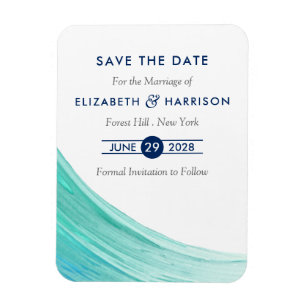 Elegant Turcoise Tides Beach Save Date Magnet