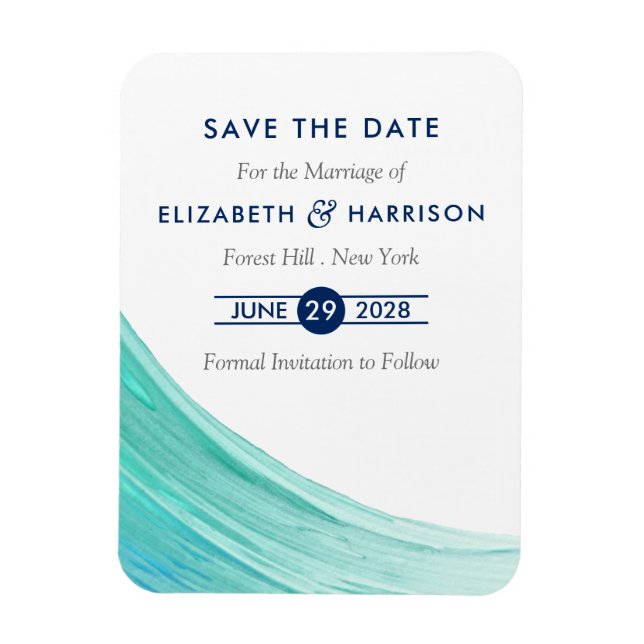 Elegant Turcoise Tides Beach Save Date Magnet (Vertikal)