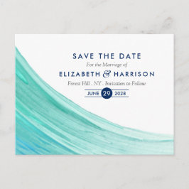 Elegant Turcoise Tides Beach Save Date Meddelande Vykort
