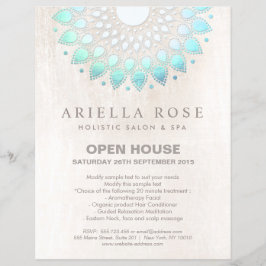 Elegant Turcos Blommigt Lotus Mandala Reklamblad