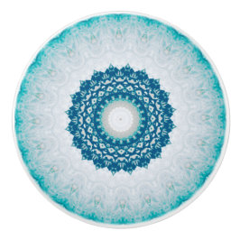 Elegant Turcos Blue Blommigt Mandala Knopp
