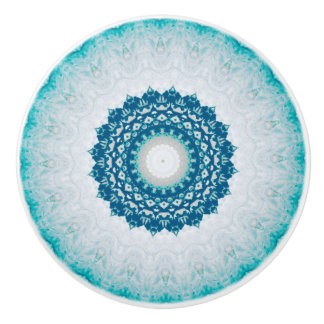 Elegant Turcos Blue Blommigt Mandala Knopp