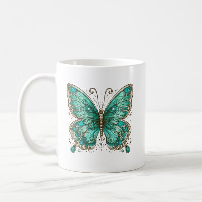 Elegant Turcos butterfly Classic Ceramic Kaffemugg (Vänster)