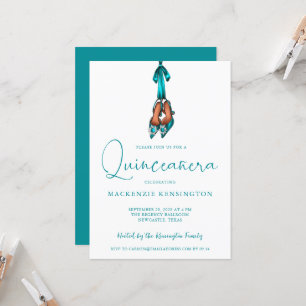 Elegant Turcos Gnistra Högklackars Quinceañera Inbjudningar