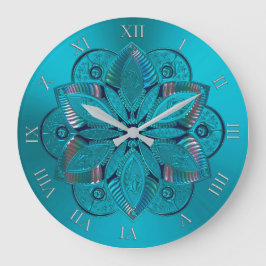 Elegant Turcos Metallic Mandala Clock Stor Klocka