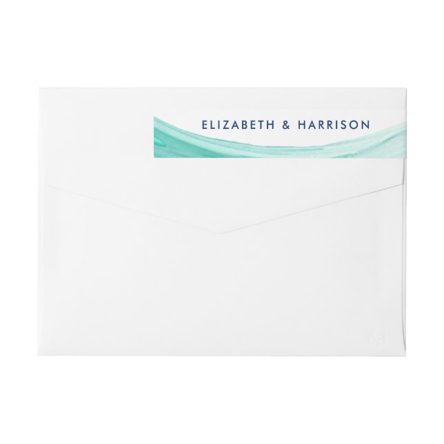 Elegant Turcos Tides Beach Wedding Etikettband (Baksidan)