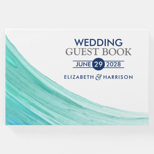 Elegant Turcos Tides Beach Wedding Gästböcker (Framsida)