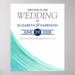Elegant Turcos Tides Beach Wedding Välkommen Poster
