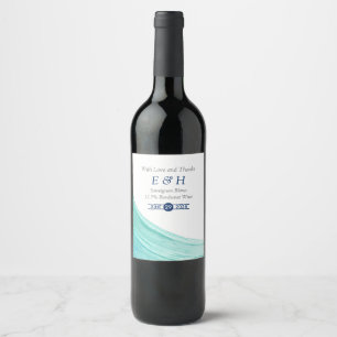 Elegant Turcos Tides Beach Wedding Vinflaska Etikett
