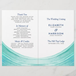 Elegant Turcouise Tides Beach Wedding Program