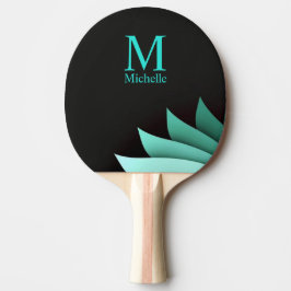 Elegant Turkos Blommigt Personlig Monogram Pingisracket