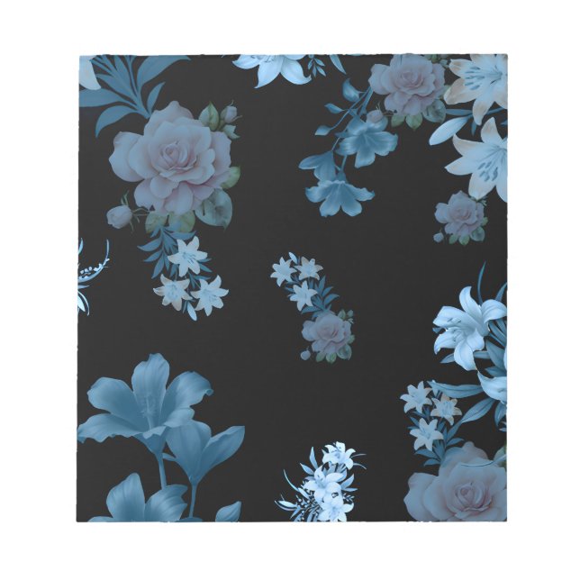 Elegant turkos blomster Mönster anteckningsblock (Framsida)