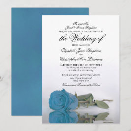 Elegant Turkos Blue Ro Formal Bröllop Inbjudningar