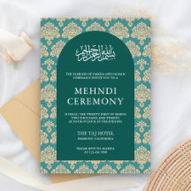 Elegant turkos Damask-båge Islamisk Mehndi-ceremon