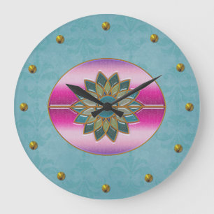 Elegant turkos & den rosa art décoväggen tar tid stor klocka