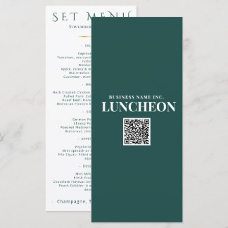 Elegant Turkos Evenemangsmeny Logotyp Företagshänd Meny