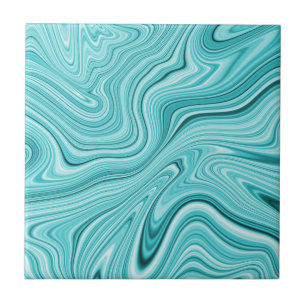 Elegant turkos fluid marble kakelplatta