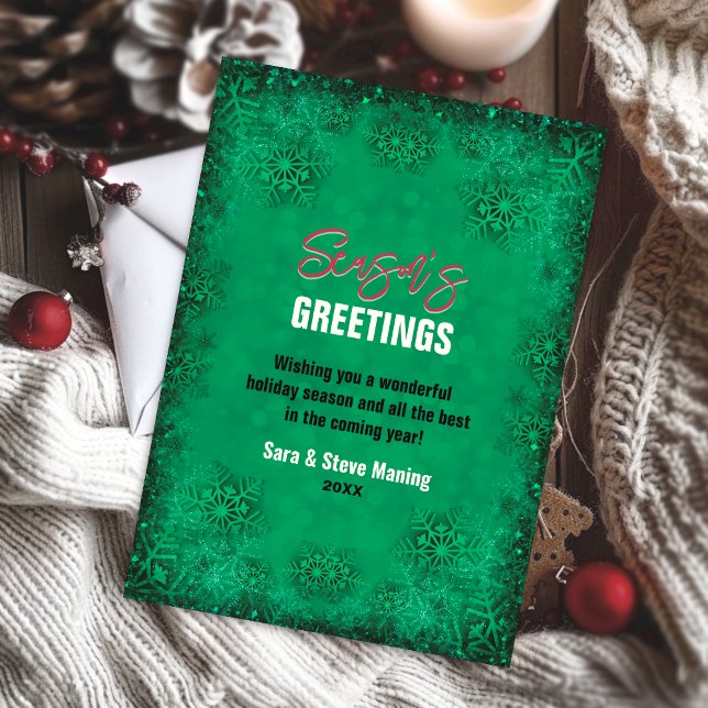 Elegant turkos glitter snöflingor jul julkort (Skapare uppladdad)