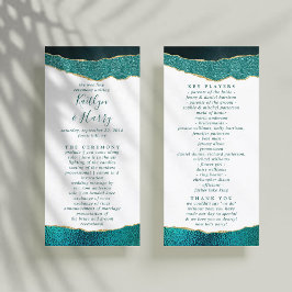Elegant Turkos & Guld Agate Bröllop Program