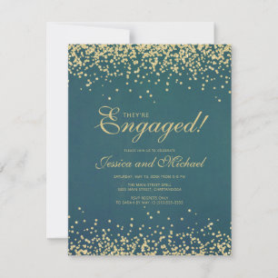 Elegant turkos Guld Glitter Bröllop Förlovningsfes Inbjudningar