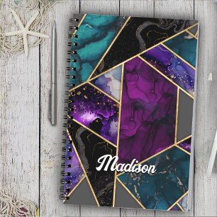 Elegant turkos lila glitter girly sketchbook anteckningsbok