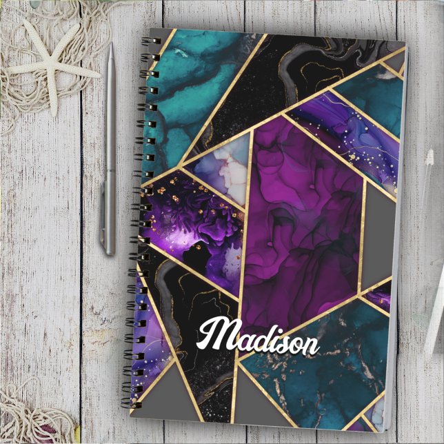Elegant turkos lila glitter girly sketchbook anteckningsbok (Skapare uppladdad)