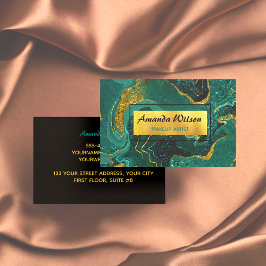Elegant turkos marble art faux guld glitter buss visitkort