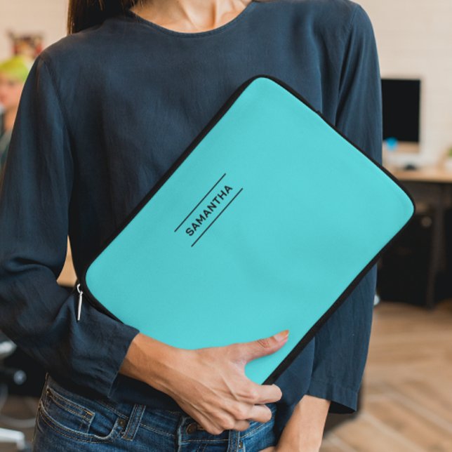 Elegant Turkos med Namn Laptop sleeve (Skapare uppladdad)