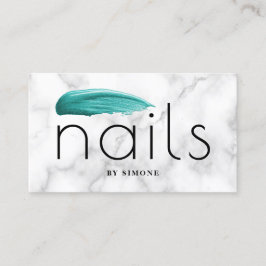 Elegant turkos nagel polera vitmarmor visitkort