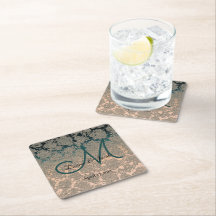 Elegant Turkos Och Champagne Bröllopstema Monogram