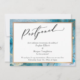 Elegant turkos- och guldbläck Försenad bröllopskor Inbjudningar