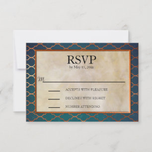 Elegant turkos och kopparbröllop RSVP OSA Kort