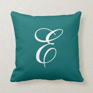 Elegant turkos och vit monogramkudde kudde