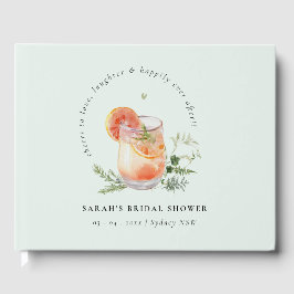 Elegant turkos orange grön cocktail bröllopsdusch gästböcker