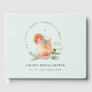 Elegant turkos orange grön cocktail bröllopsdusch gästböcker