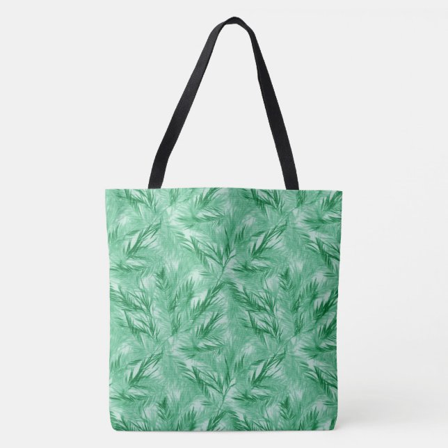 Elegant Turkos Palm Stor Axelväska Tygkasse (Framsida)